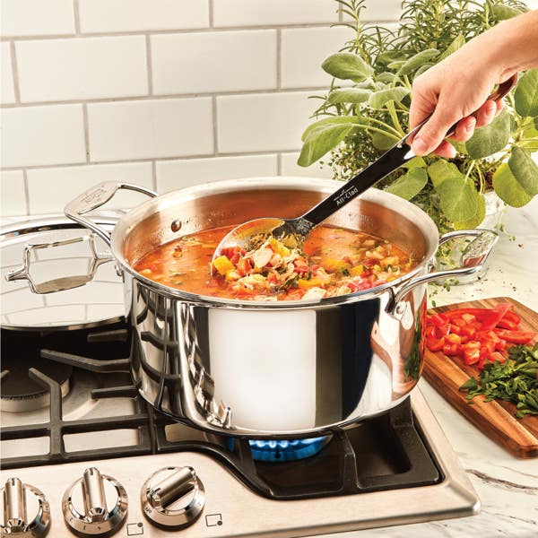 All Clad D5 Stainless Polished 5-ply Bonded Cookware; Stockpot With Lid; 8 Quart