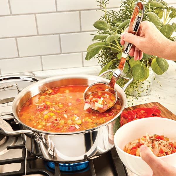 All Clad D5 Stainless Polished 5-ply Bonded Cookware Ultimate Soup Pot With Lid And Ladle 6 Quart