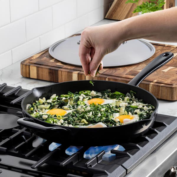 All Clad Enameled Cast Iron Skillet With Lid 12 Inch