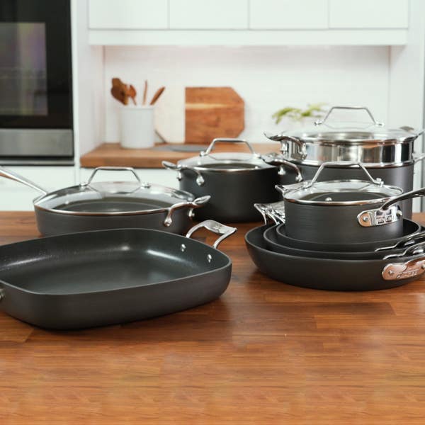 All Clad Essentials Hard Anodized Nonstick Cookware Set; 13-piece