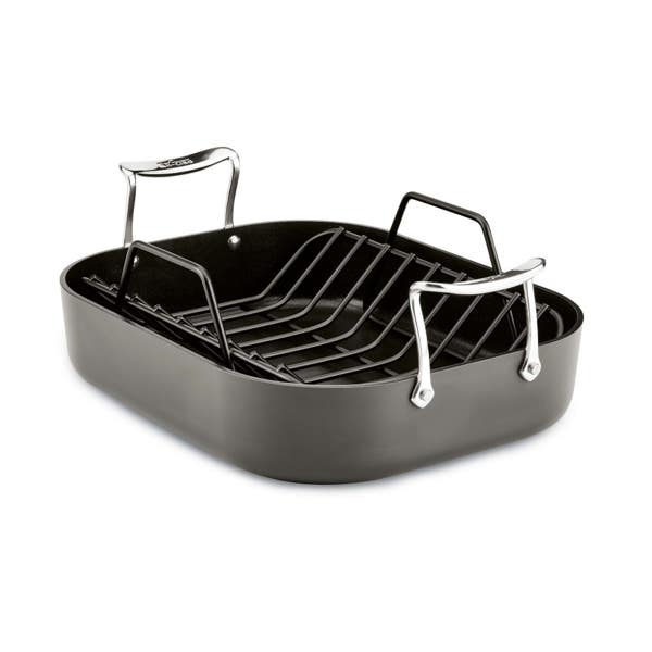 all clad Essentials Nonstick Cookware Small Roaster with Rack 11 x 14 inch
