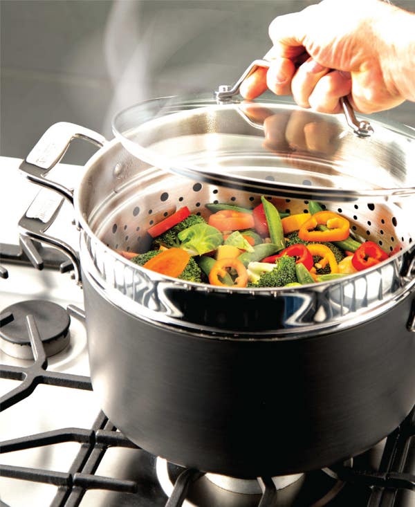 All Clad Essentials Nonstick Cookware; Stockpot With Multi-purpose Insert And Lid; 7 Quart