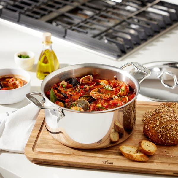 All Clad G5® Graphite Core Stainless Steel 5-ply Bonded Cookware; Stockpot With Lid; 8 Quart