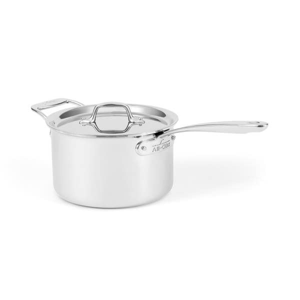 all clad G5® Graphite Core Stainless Steel 5-ply Bonded Cookware; Sauce Pan with Lid; 4 quart