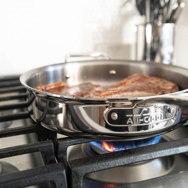 All Clad G5® Graphite Core Stainless Steel 5-ply Bonded Cookware; Sauté Pan With Lid; 3 Quart