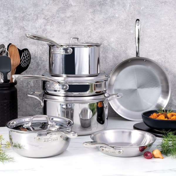 All Clad G5® Graphite Core Stainless Steel 5-ply Bonded Cookware; 10 Piece Set
