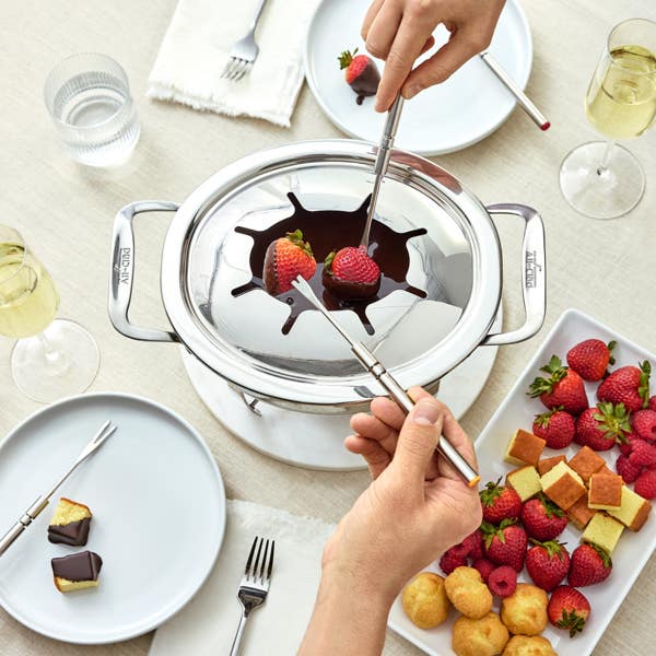 All Clad Gourmet Accessories 13 Piece Fondue Set With Stainless Steel Pot And Cast Aluminum Insert