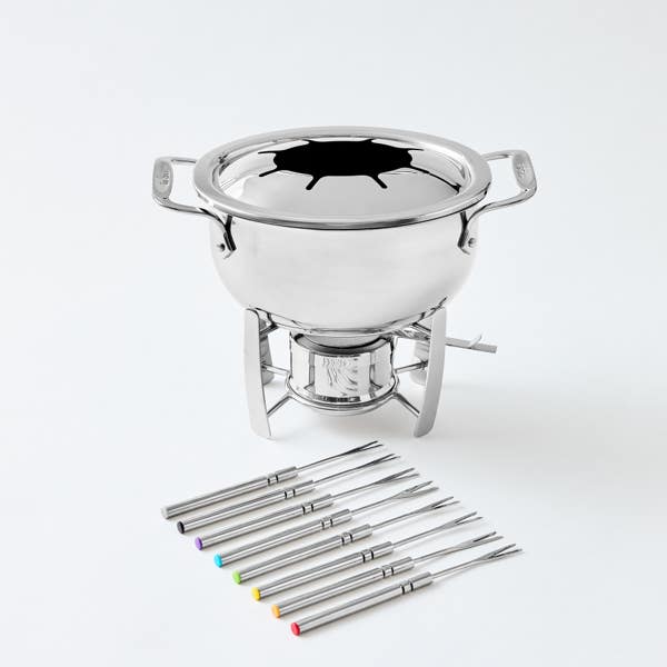 All Clad Gourmet Accessories 13 Piece Fondue Set With Stainless Steel Pot And Cast Aluminum Insert