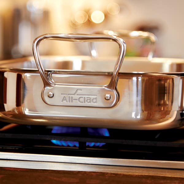 All Clad Gourmet Accessories; Large Stainless Steel Nonstick Roaster With Rack; 13 X 16 Inch