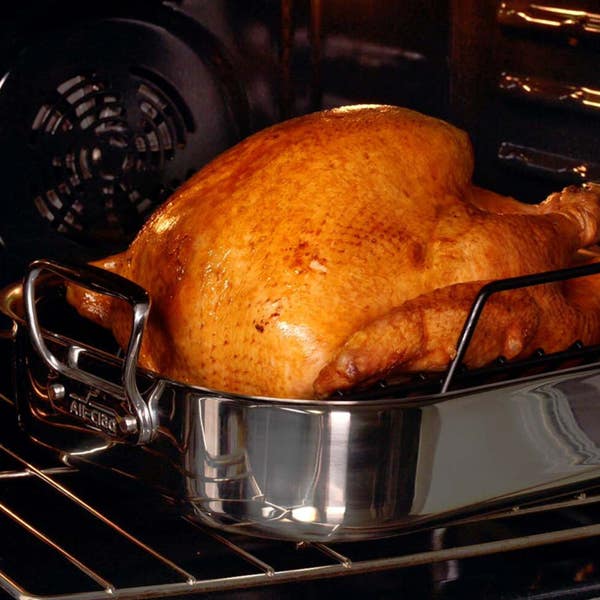 All Clad Gourmet Accessories Large Stainless Steel Roaster With Rack 13 X 16 Inch