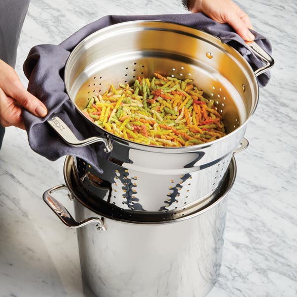 All Clad Gourmet Accessories Stainless Steel Multi-Pot With Lid Perforated Insert And Steaming Insert 8 Quart