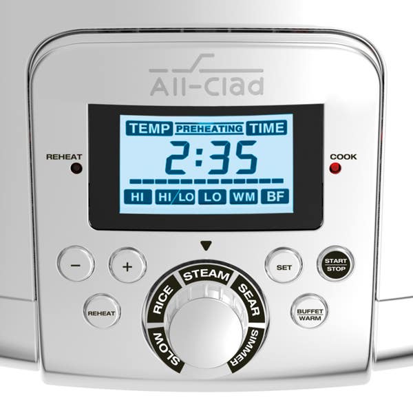 All Clad Gourmet Plus Stainless Steel 7-in-1 Slow Cooker; Nonstick Ceramic Coating; 5 Quart