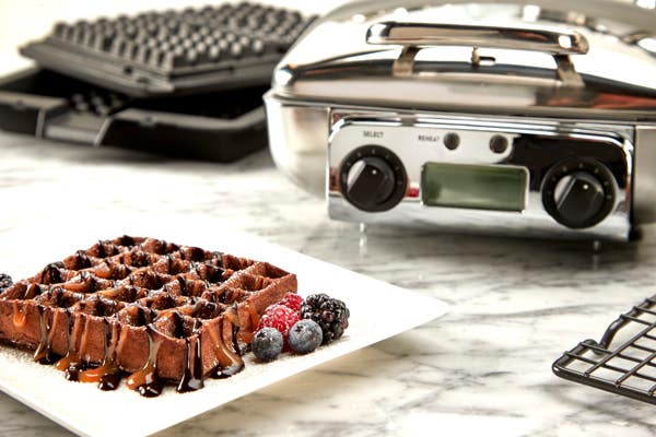 All Clad Gourmet Stainless Steel Digital Waffle Maker With Removable Plates; 4 Slice