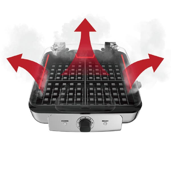 All Clad Gourmet Stainless Steel Digital Waffle Maker With Removable Plates; 4 Slice
