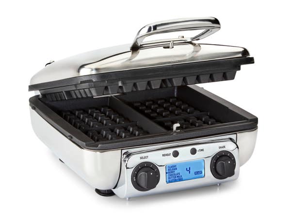 all clad Gourmet Stainless Steel Digital Waffle Maker with Removable Plates; 4 slice