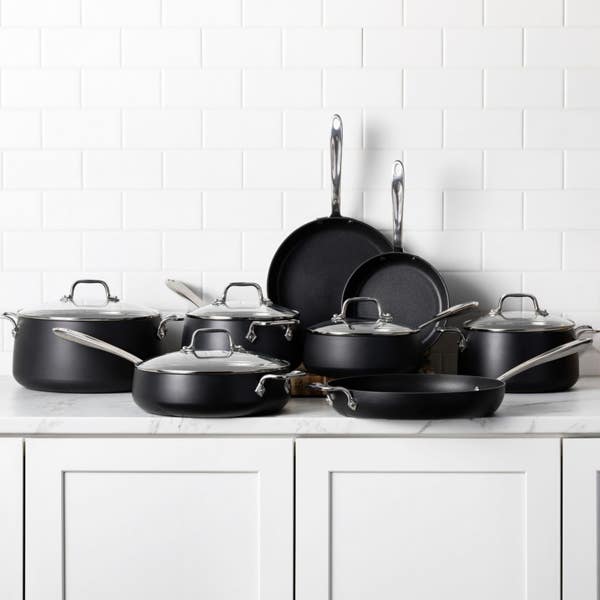 All Clad HA1 Expert Cookware Nonstick 2 Piece Fry Set With Lids 10 & 12 Inch