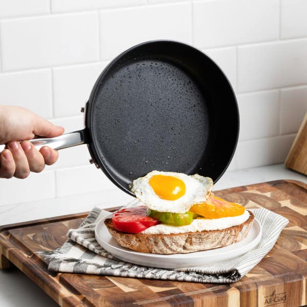 All Clad HA1 Expert Cookware Nonstick 2 Piece Fry Set With Lids 10 & 12 Inch