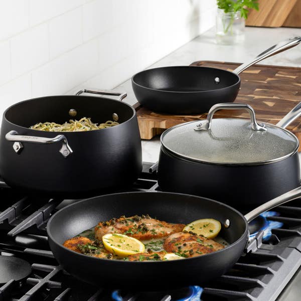 All Clad HA1 Expert Cookware Nonstick 2 Piece Fry Set With Lids 10 & 12 Inch