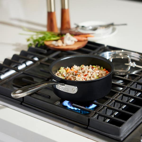 All Clad NS Pro Nonstick Cookware Sauce Pan With Lid 2 Quart