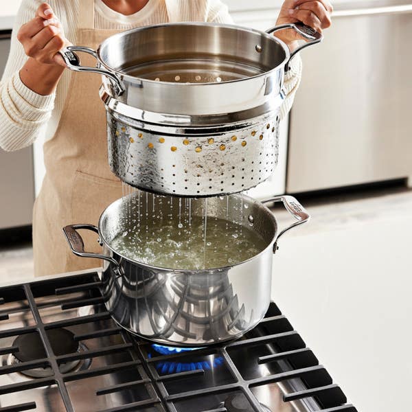 All Clad Simply Strain Stainless Steel Multipot With Insert 8 Quart