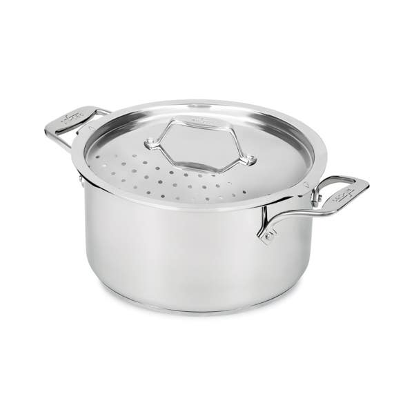 all clad Simply Strain; Stainless Steel Multipot with Straining Lid; 6 Quart