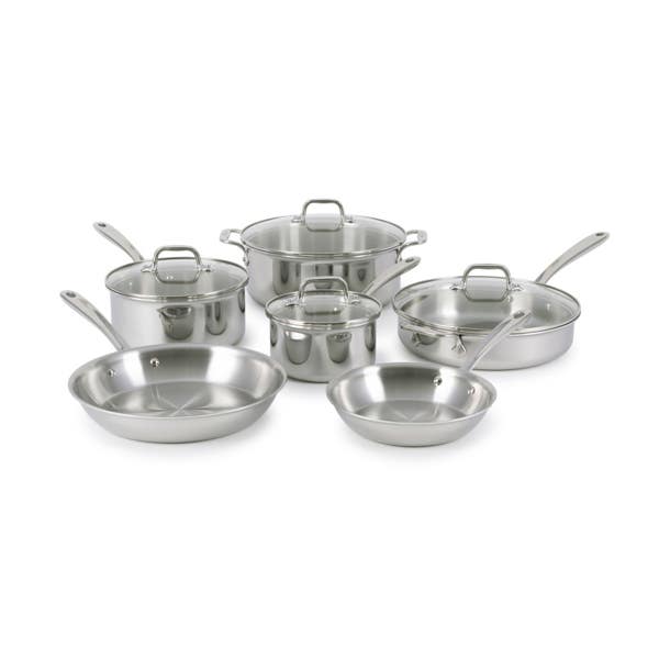 all clad Stainless Everyday 3-ply Bonded Cookware Set with Glass Lids 10 piece Set