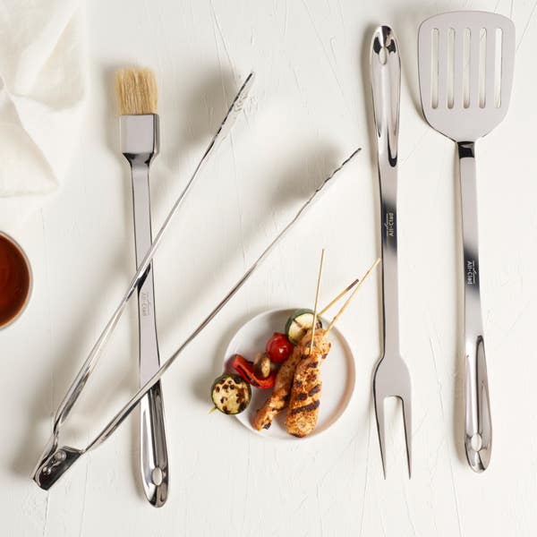 All Clad Stainless Steel 4 Piece BBQ Tool Set With Box