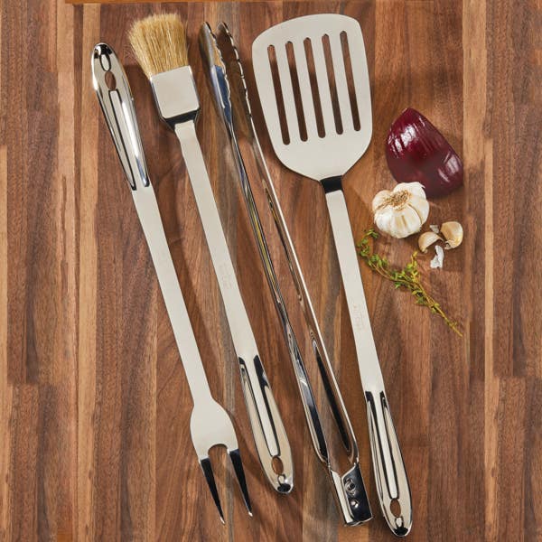 All Clad Stainless Steel 4 Piece BBQ Tool Set With Box