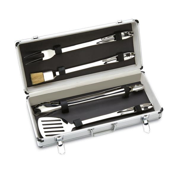 all clad Stainless Steel 4 piece BBQ Tool Set with box