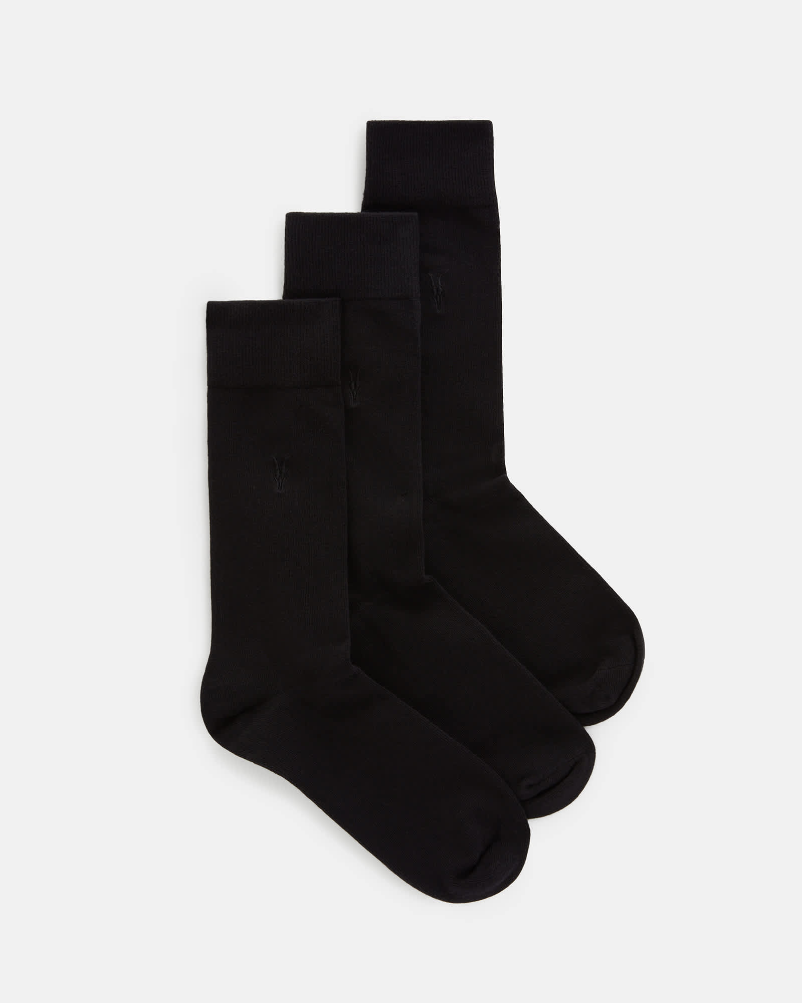 All Saints Adan Ramskull Embroidered Socks 3 Pack BLACK/BLACK/BLACK