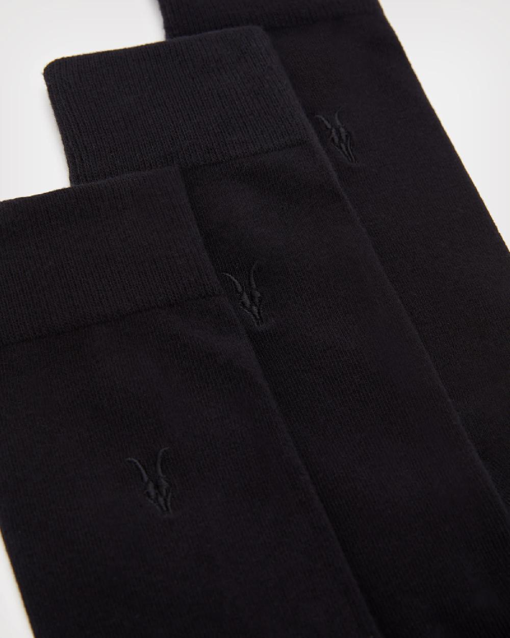 All Saints Adan Ramskull Embroidered Socks 3 Pack BLACK/BLACK/BLACK