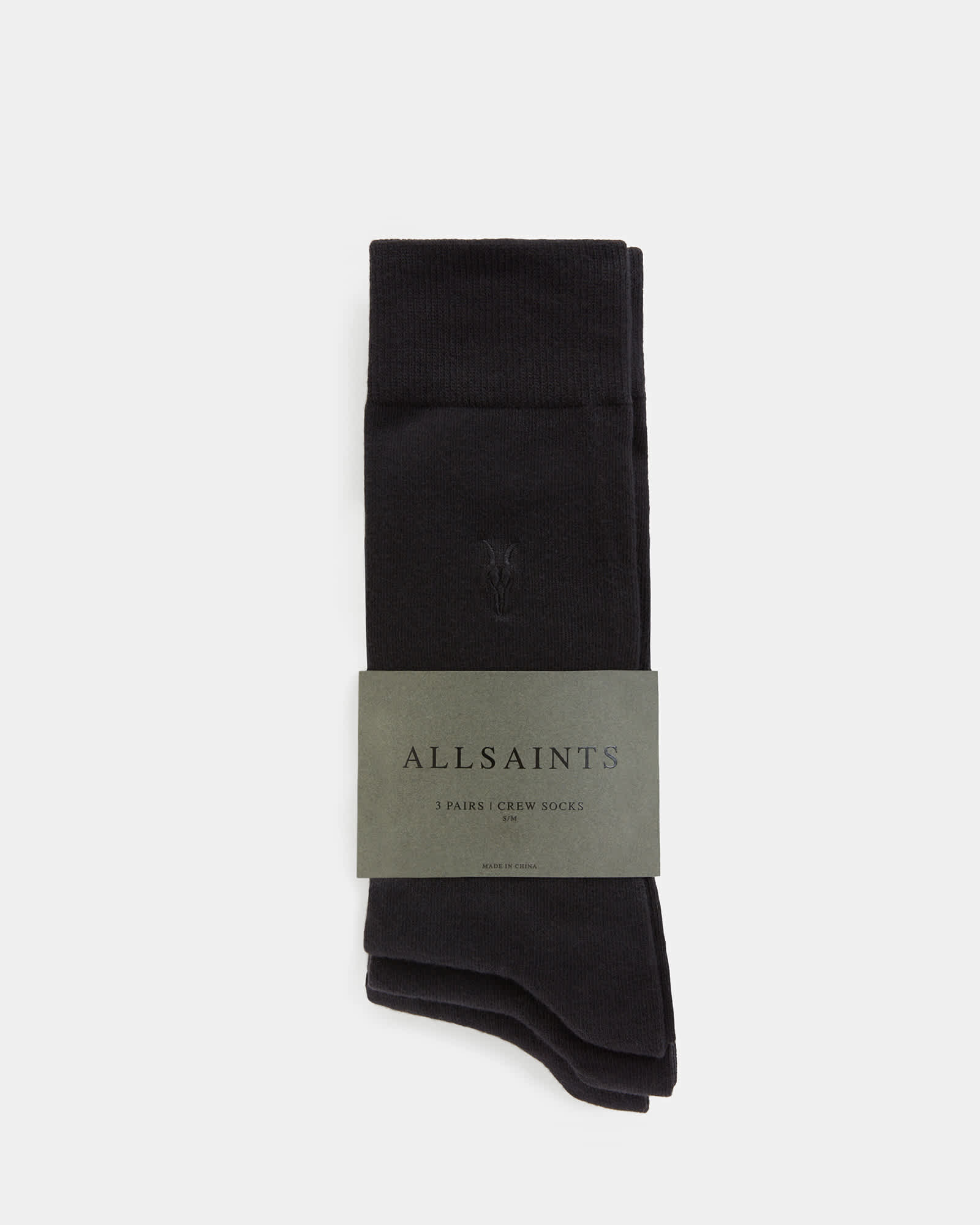 All Saints Adan Ramskull Embroidered Socks 3 Pack BLACK/BLACK/BLACK