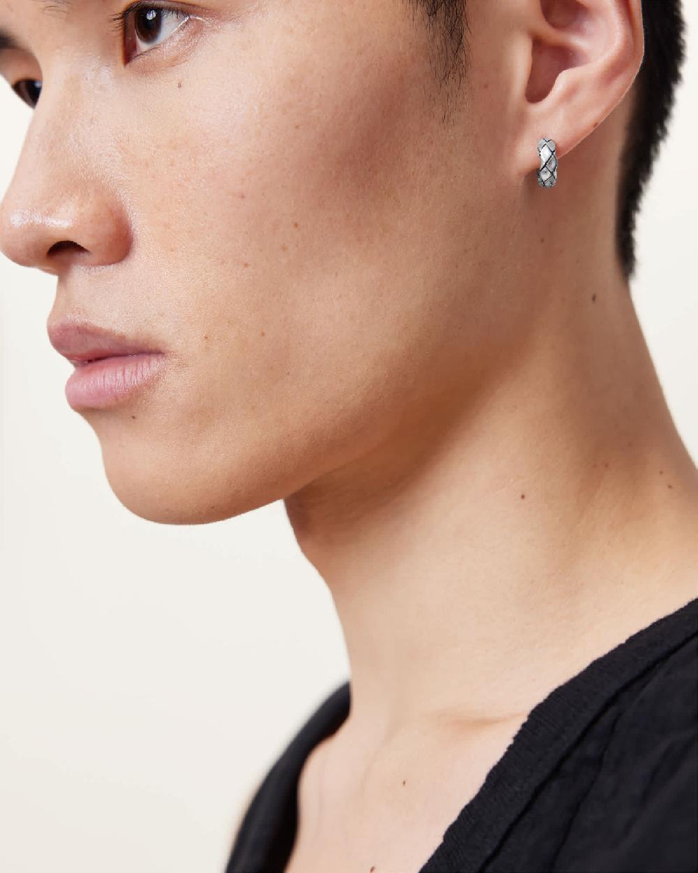 All Saints Ajax Sterling Silver Hoop Earring Set Warm Silver