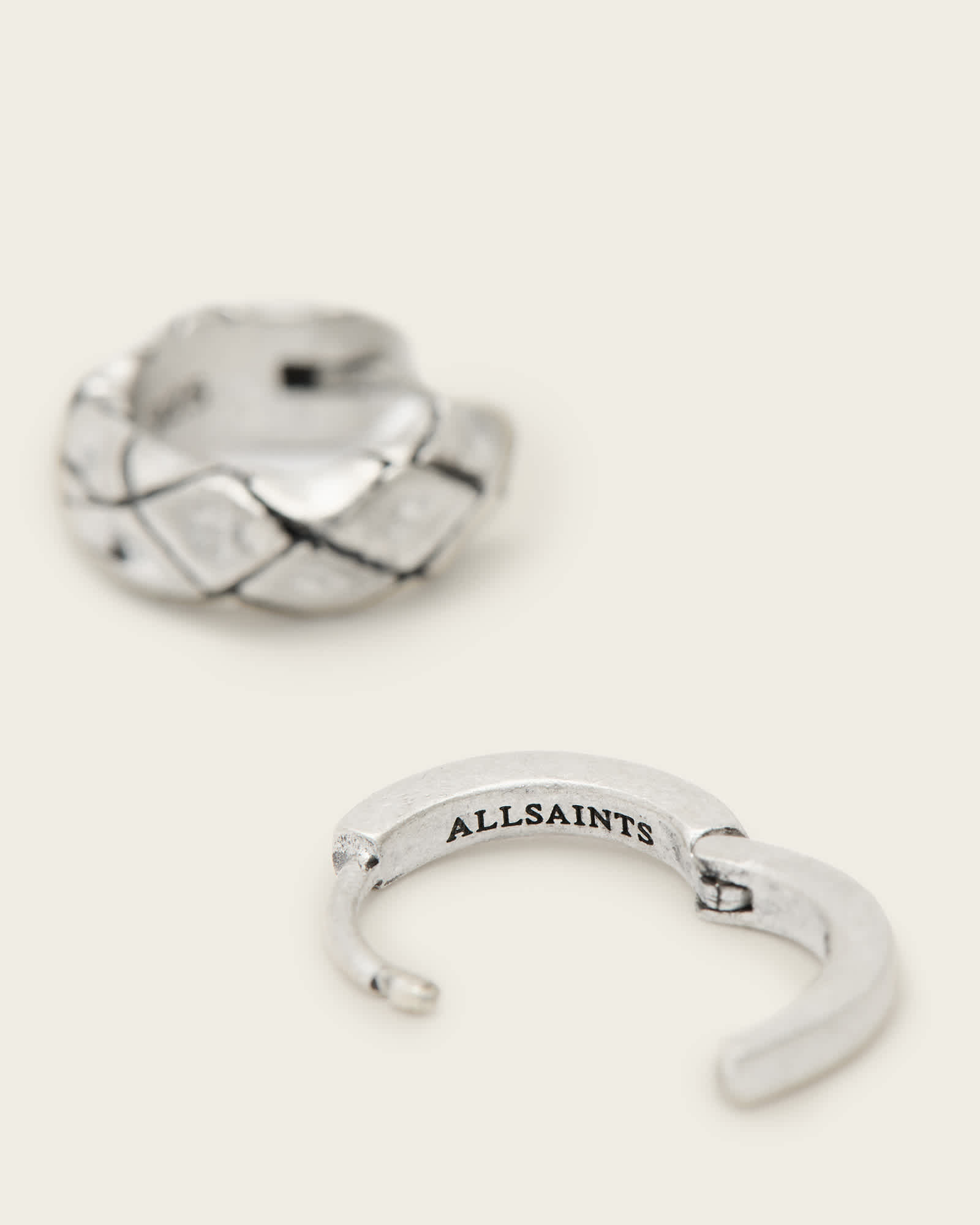 All Saints Ajax Sterling Silver Hoop Earring Set Warm Silver