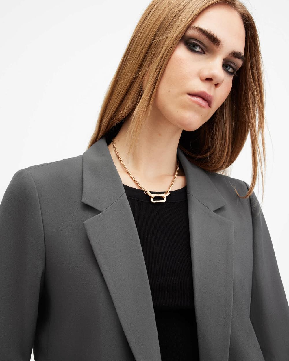 All Saints Aleida Lightweight Tri Blazer Eiffel Grey