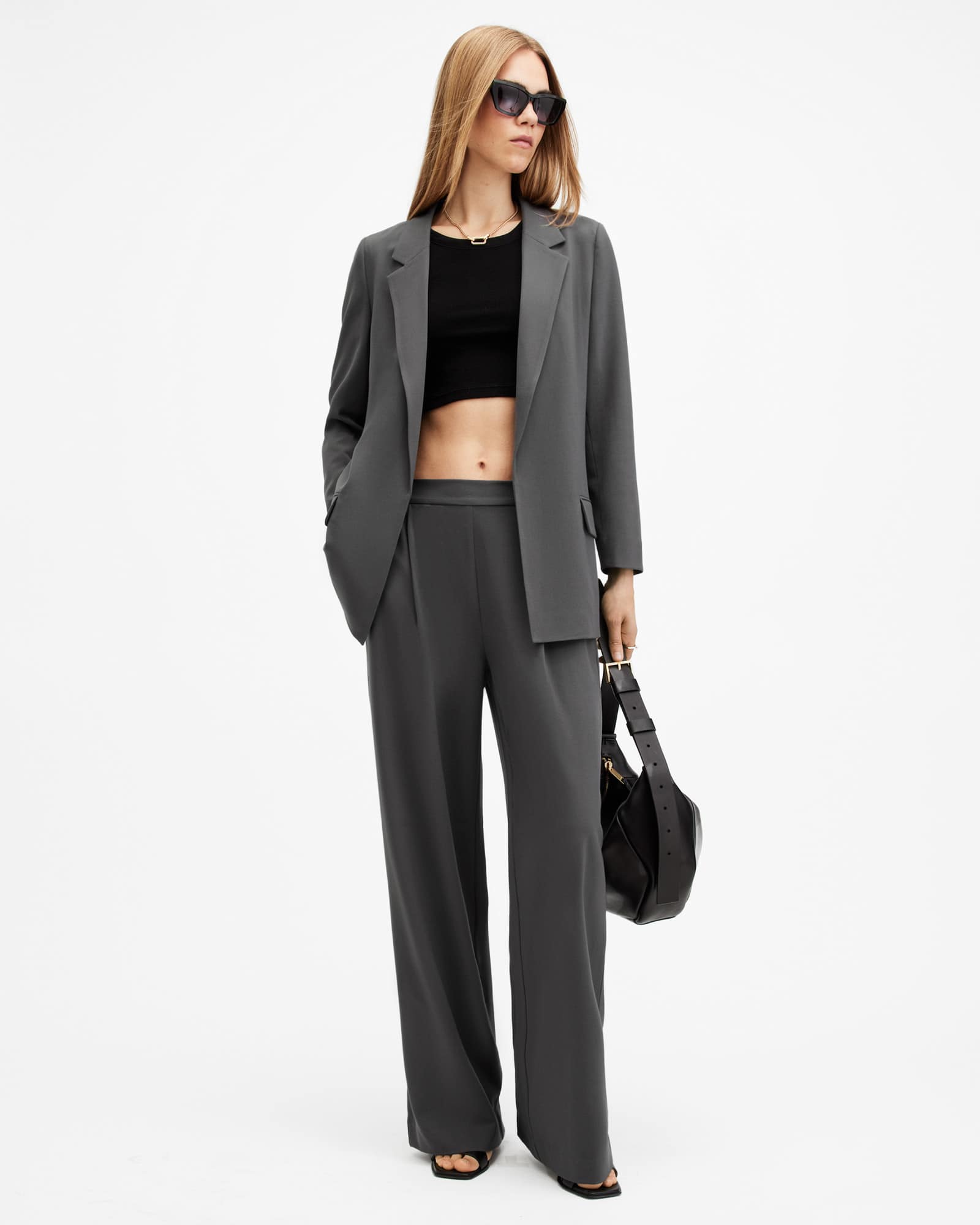 All Saints Aleida Lightweight Tri Blazer Eiffel Grey