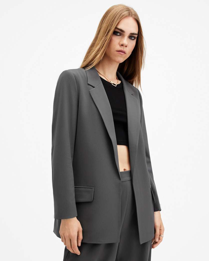 all saints Aleida Lightweight Tri Blazer Eiffel Grey