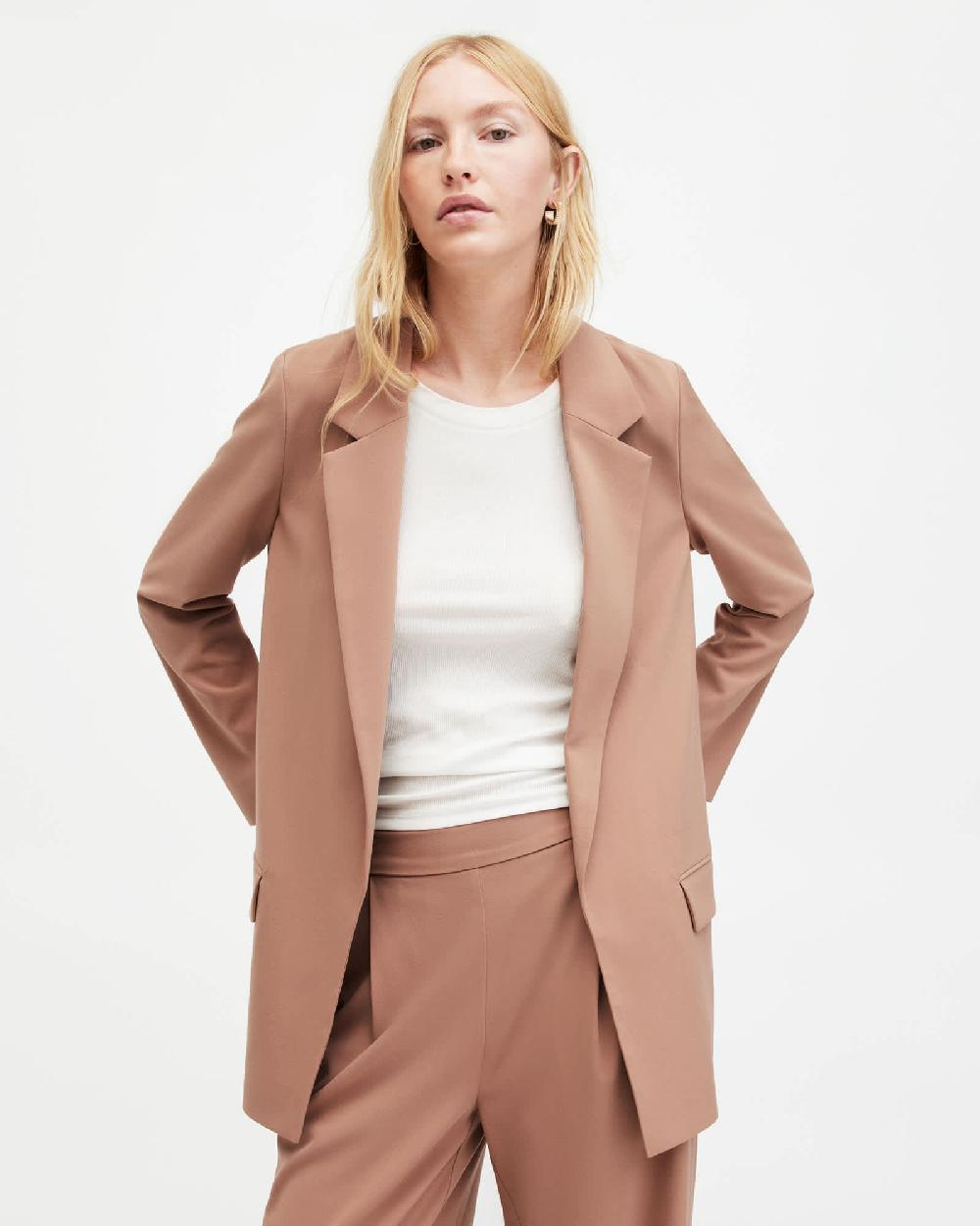 All Saints Aleida Lightweight Tri Blazer Fawn Brown