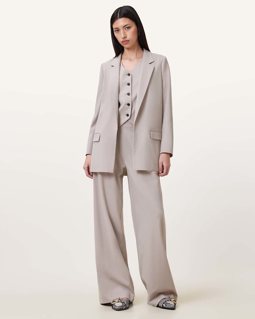 all saints Aleida Lightweight Tri Blazer Greige Brown