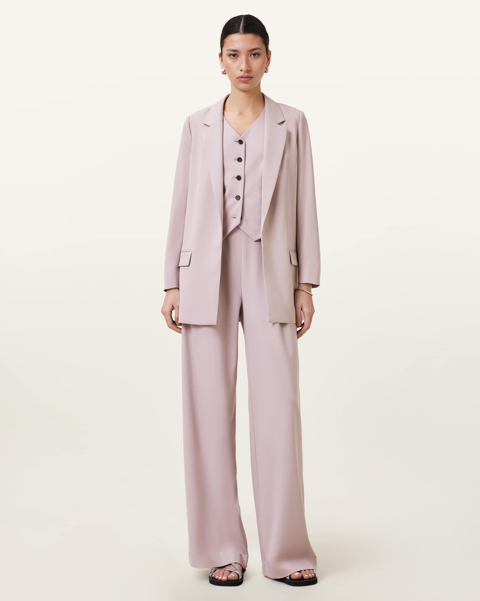 All Saints Aleida Lightweight Tri Blazer Mauve Chalk Pink