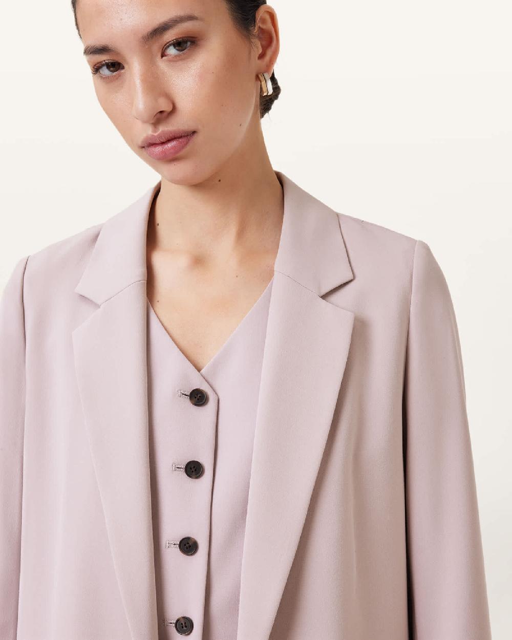All Saints Aleida Lightweight Tri Blazer Mauve Chalk Pink