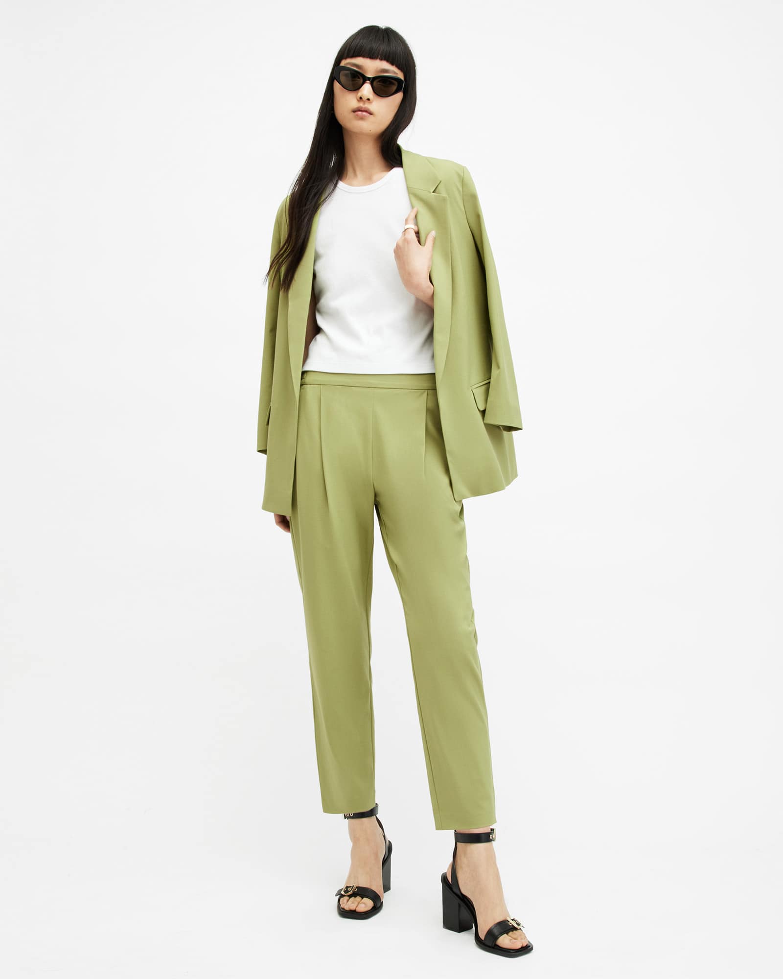 All Saints Aleida Lightweight Tri Blazer Olive Green