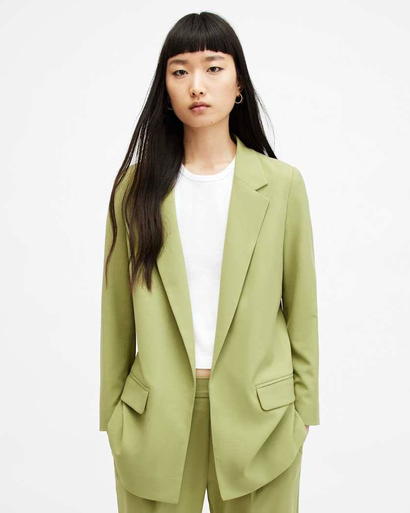 all saints Aleida Lightweight Tri Blazer Olive Green