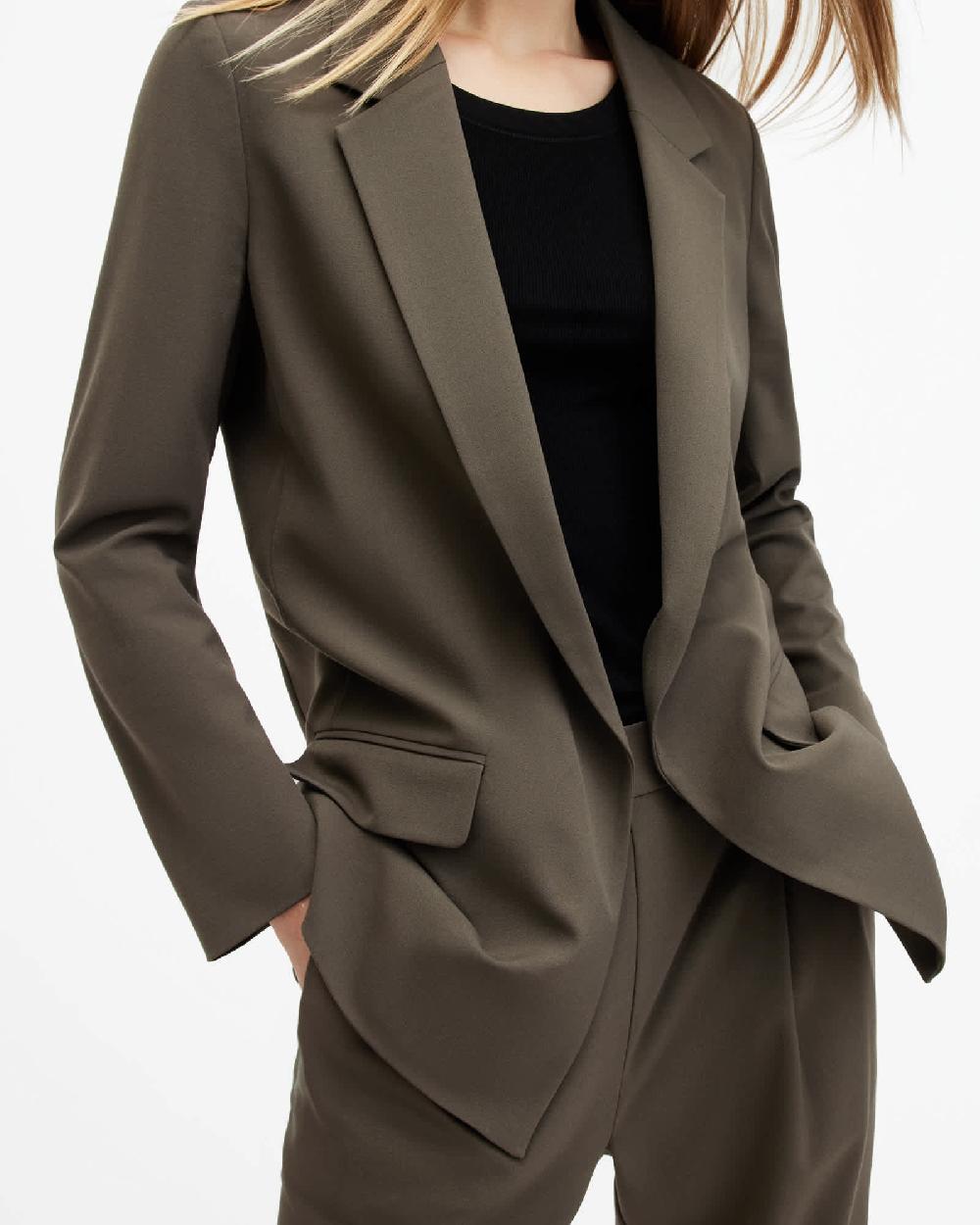 All Saints Aleida Lightweight Tri Blazer Tarmac Green