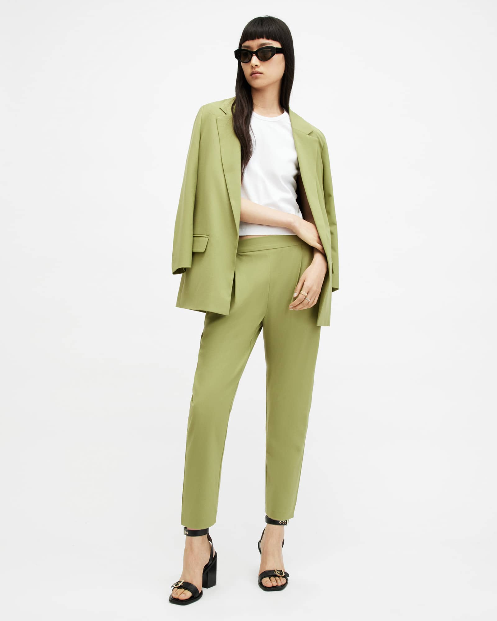 All Saints Aleida Lightweight Tri Pants Olive Green