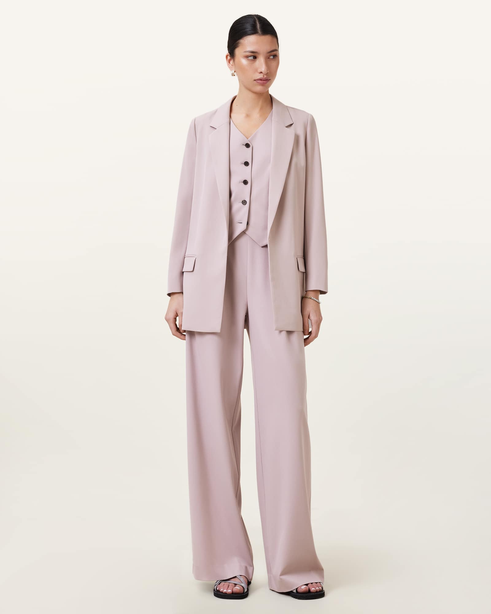 All Saints Aleida Lightweight Tri Vest Mauve Chalk Pink