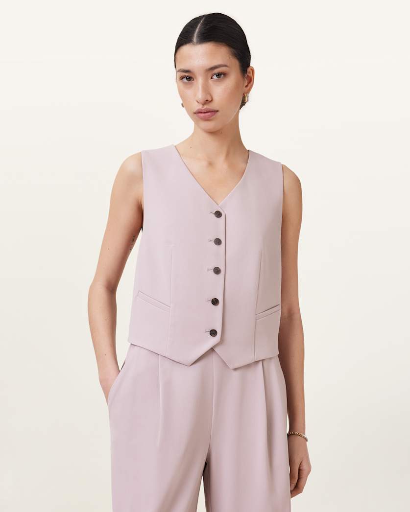 all saints Aleida Lightweight Tri Vest Mauve Chalk Pink