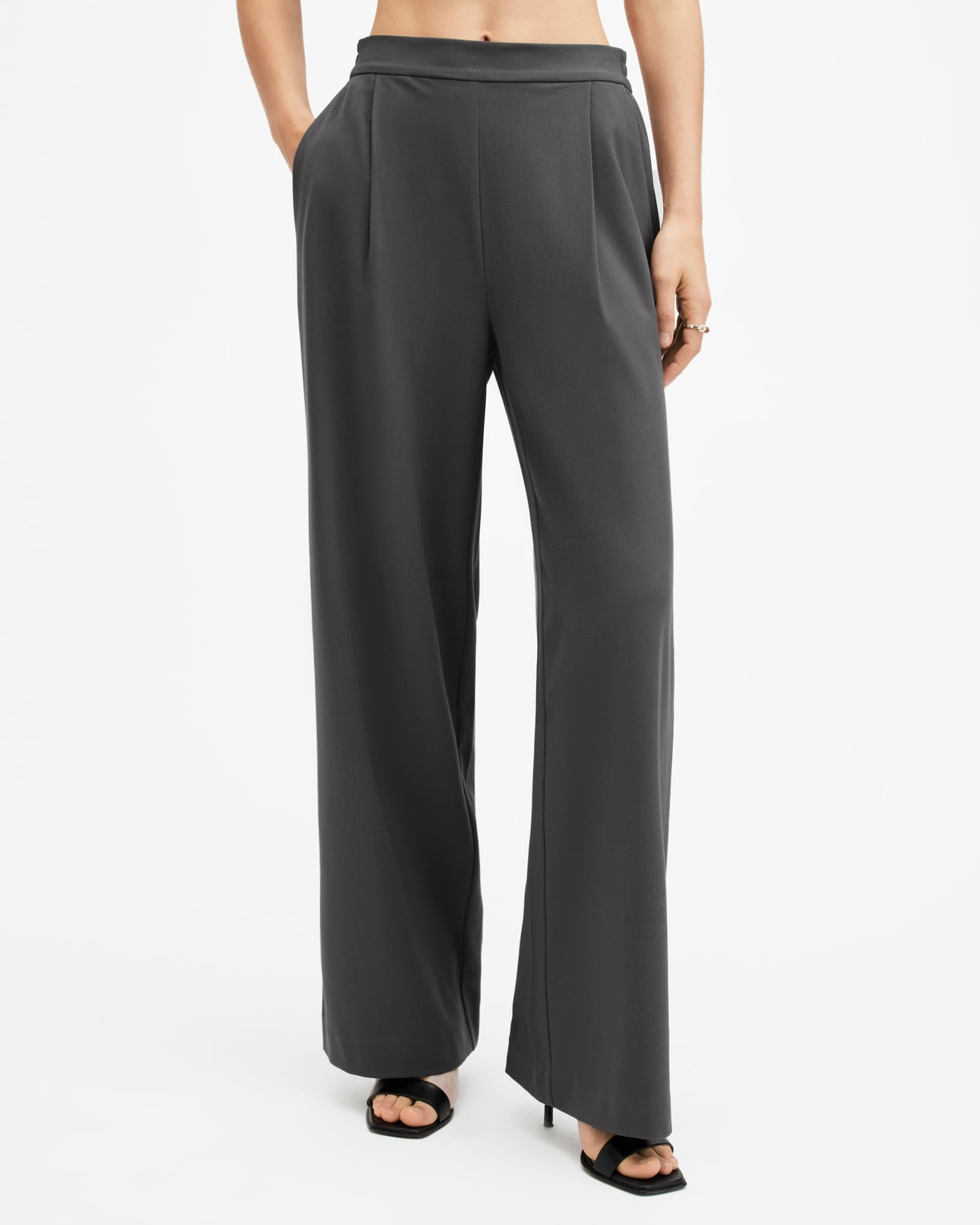 All Saints Aleida Lightweight Wide Leg Pants Eiffel Grey