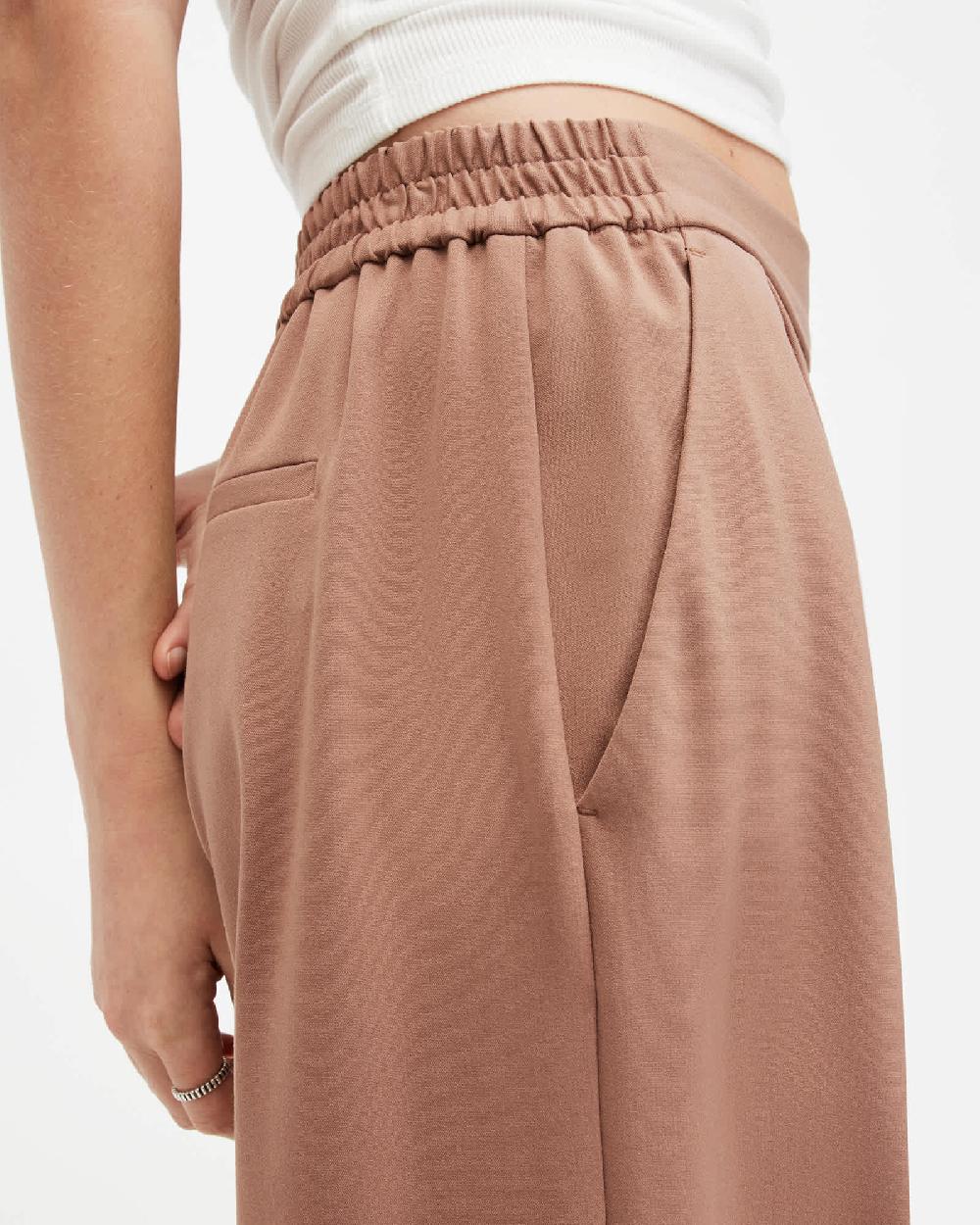 All Saints Aleida Lightweight Wide Leg Pants Fawn Brown