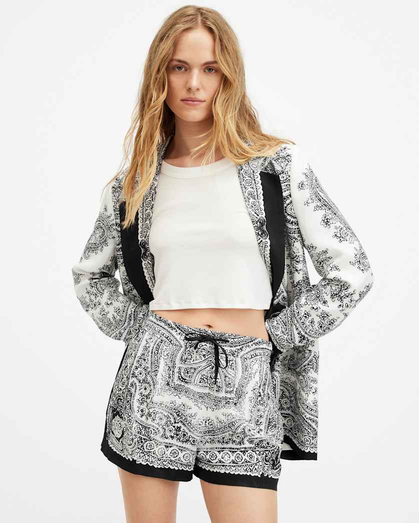 all saints Aleida Rafaela Printed Blazer Black/White